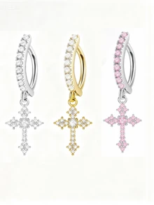 1 pieza Anillo de ombligo con forma de cruz, de estilo punk versátil y casual, adecuado para uso diario, fiestas, festivales de música, vacaciones y baile