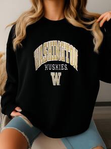 Vintage 90s Washington Huskies Windbreaker Sweatshirt Washington Huskies Sweatshirt Washington University Washington Huskies Hoodie Jacket Hat Sweatshirt - màu đen - Xem 2