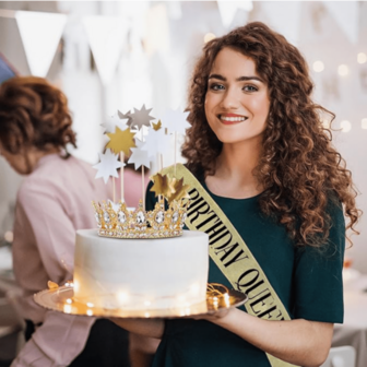 Women's Golden Glittering Bride's Rhinestone Crown Crystal Queen Headpiece, Wedding Bride's Hair Accessory, Suitable For Birthday Parties, Balls, Cake Decoration, Halloween, Christmas And Photo Booth Props (With Crown Holder)