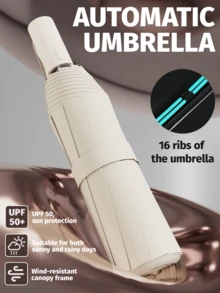 Automatic Folding Large High-Quality Umbrella Rainproof And Windproof Strong Umbrella Family Entertainment Outdoor Rainproof And Sunscreen Dual-Use Parasol (Fabric Cover, Rib Color, And English Letter Pattern Design Randomly Assorted) Boy Valentine Heart Valentine