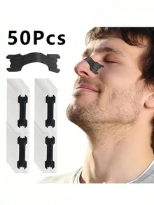 50pcs/Pack Multi-Functional Dilator Strips, Effectively Reduce Snoring. Suitable For Daily Use And Nighttime Sleep, Help Promote Smooth Breathing And Provide Physical Support For Cavity, Comfortable Fit, Non-Irritating, Convenient Packaging For Easy Carrying. - Black - View 4