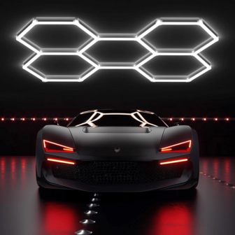 6-Sided Bright Garage Light, LED Honeycomb Ceiling Light For Barbershop, 85-265V Tube Ceiling Light Suitable For Auto Body Repair Shop