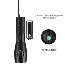 Alonefire Zoom Red Light /Green Light /Blue Light LED Flashlight USB Rechargeable Outdoor Hunting Beekeeping Fishing Hiking Travel Camping Lamp Torch