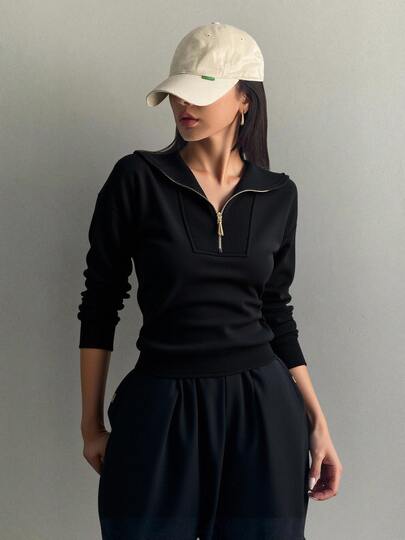 Sudadera con Capucha para Mujer - Sudadera de Media Apertura con Cremallera Metálica, Tejido Suave y Transpirable, Corte Slim y Atractivo, Disponible en Varios Colores, Ideal para Estilo Casual y Semi-Formales.