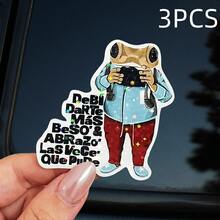 1pc/3pcs Frog Photographer Vinyl Sticker - Waterproof & Durable, Suitable For Car, Laptop, Phone, Fridge, Toolbox, Luggage - Funny Bilingual Design With Camera Gear Pattern - Multicolor - View 12