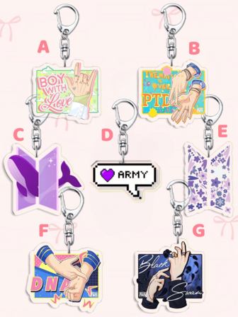 1pc Cartoon Anime Acrylic Keychain, Boy With Love/BANGTAN/HOPE WORLD/Permission To Dance/DNA/Black Swan/Album Keychain/Album Keychain/Friendship Keychain: Featuring Characters Bag Accessories, Funny Jewelry, And Fans Gifts. Ideal For Boyfriends, Girlfriends, Family Members, Teachers, Party Gifts, And -Themed Cell Phone Decorations. Bag Charms Car Sister Gift Ideas