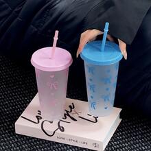 10/20/30 Pack 24oz Pink Blue Bow Plastic Cups Tumblers, Reusable Cup, Iced Coffee Cup With Straw And Lid, Suitable Mother's Day, Dates, Birthday Parties, Outdoor Activities, Daily Use And Camping Summer Drink Cup Valentine's Day,, Mother's Day, Halloween And Graduation Season Gifts - Màu xanh lam - Xem 11