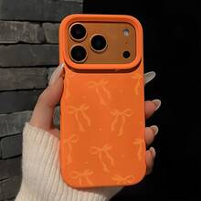Orange BowThe Stylish And Comfortable Large Perforated Leather Texture Orange Phone Case Is Perfect For A Friend, Significant Other, Or Family Member And Is Compatible With IPhone 17/X/11/12/13/14/15/16 Models, Including Plus, Pro, Max, And SE Versions. - 橘色 - 查看 8
