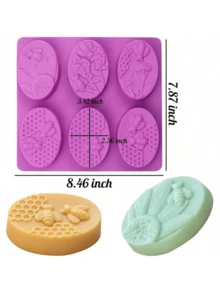 1-Piece 6-Cavity Honeycomb Bee Silicone Mold For Essential Oil Soap – With Heat-Resistant & Easy Release Properties, DIY Handmade Soap Making - Purple - View 13