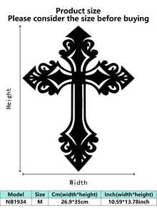1 pieza Mural de arte industrial de hierro, Cruz anti-oxidante y rosa blanca, diseño religioso minimalista para regalo de Pascua/Día de Todos los Santos/Navidad - Multicolor - Ver 31