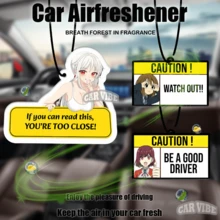 Design von Anime-Warnschildern "SEI EIN GUTER FAHRER", Auto-Lufterfrischer - Hängende Rückspiegel-Dufttabletten, coole Auto-Dekoration, papierbasierter Fahrzeug-Lufterfrischer-Kombisatz mit verschiedenen Designs, Geschenk für Freunde