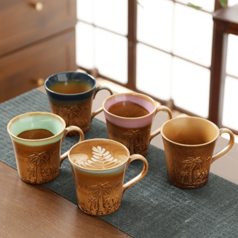 1pc 250ml Creative 3D Embossed Handpainted Thick Ceramic Mug, Desert Camel Design, Suitable For Home Use