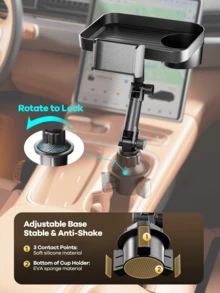 REMAX حامل كوب سيارة وحامل هاتف 2 في 1 عالمي، قابل للتوسيع مع قاعدة قابلة للتعديل