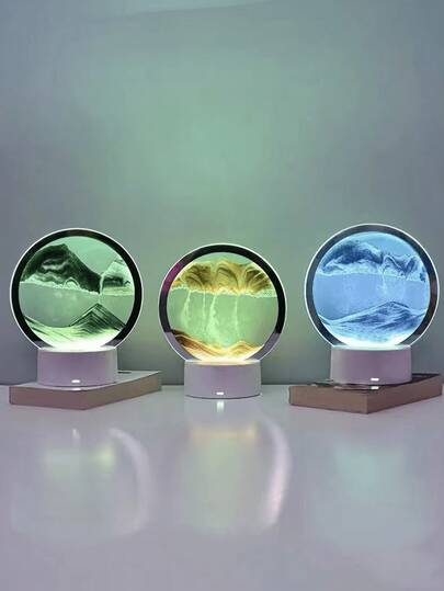 1pc Led Creative Sandglass, Festival Gift, Glass Liquid Sand Painting Night Light, Usb/Battery Dual-Use Touch Night Light, Bedroom Ambient Table Lamp, Home Decoration, Gift For Friends Birthday Gifts Graduation