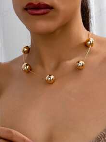 时尚夸张圆形朋克颈链 - 銀色 - 查看 3