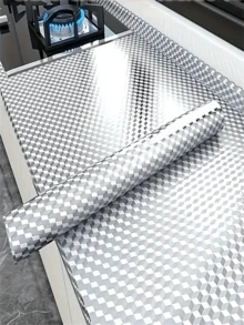 Easy-Clean Self-Adhesive Kitchen Wallpaper - Waterproof, Heat Resistant Aluminum Foil Contact Paper For Cabinets, Stoves & Countertops Wall Paper Wall Stickers Wall Decor Room Decor Bedroom Decor