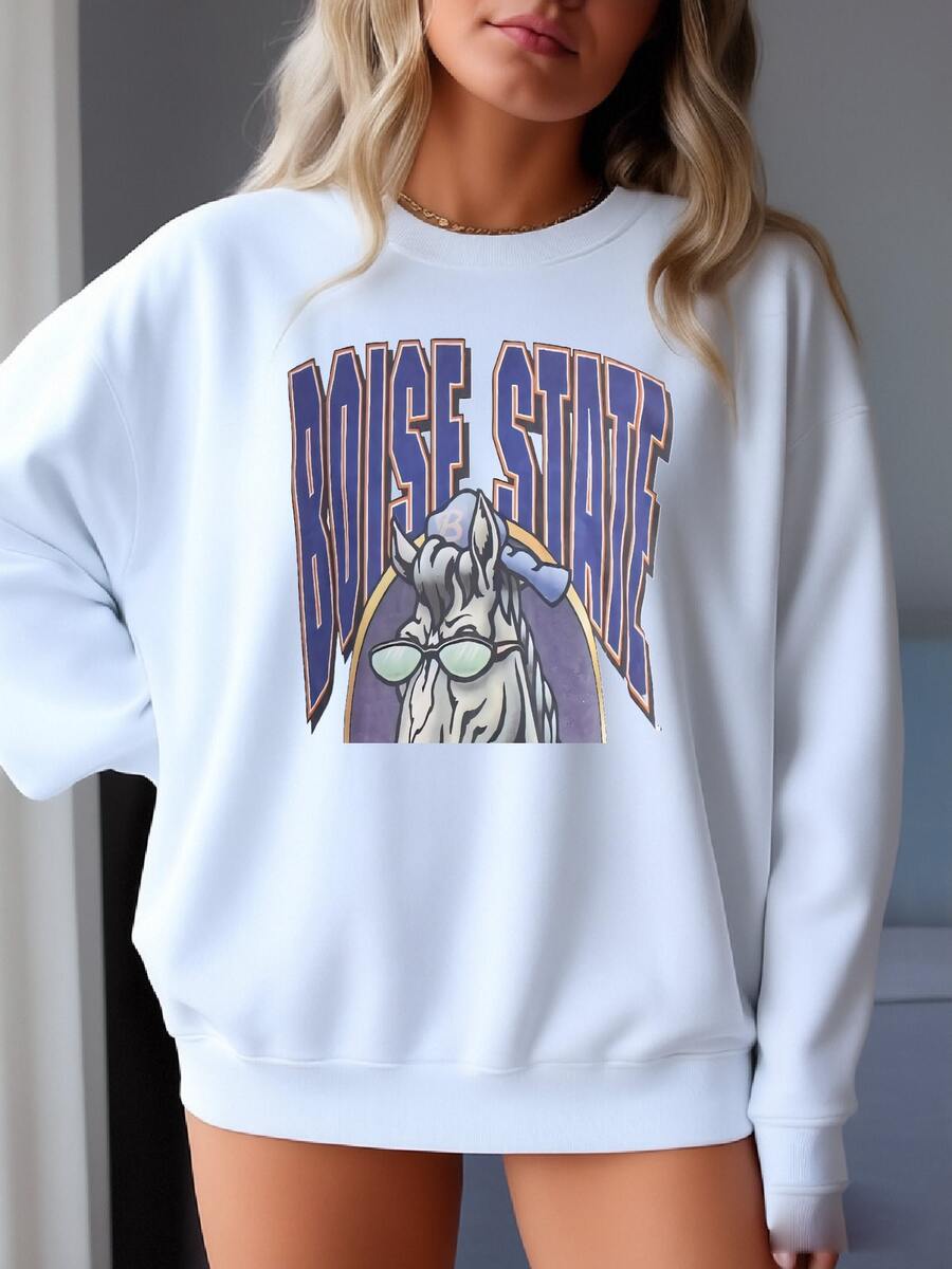 Vintage 00s Boise State Broncos Sweatshirt Boise State Broncos Sweatshirt Boise State University Boise State Football Sweater Hoodie Jacket Hat Sweatshirt - 白色 - 查看 1