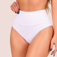 Calcinha Cintura Alta Fio Duplo Cós Alto Segura Barriga Confortavel Levanta Bumbum Poliamida Calsinha Femenina Que Aperta a Barriga - Branco - Visão 11