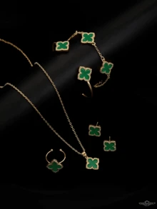 6pcs/Set: 1pc Necklace, 1pc Bracelet, 1pc Earring, 1 Pair Rings, 1pc Lucky Flower Necklace - Gold Earrings, Gold Rings, Gold Necklace, Gold Bracelet, Gold Bangle, Suitable For Back To School, Gatherings, Holidays - White - View 10