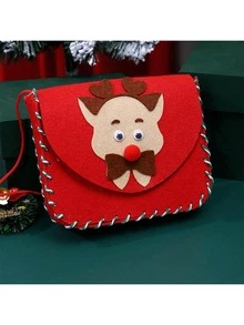 1pc Christmas Gift Bag, Handmade Mini Shoulder Bag, Felt Christmas Gift Bag, DIY Craft Kit, Christmas Eve Apple Bag, Candy Bag, Handmade Gift Suitable For Children