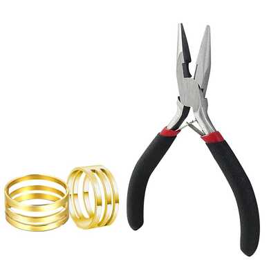 Jewelry Pliers - Pointed Nose Pliers + Gold Open Ring, Multi-Function Precision Pliers (With Wire Stripping Function, Handmade Jewelry Making, Beading And Flat Wire Processing Tools) Steel Wire Pliers For Jewelry Crafting Hobbyists