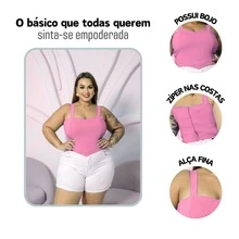 PLUS SIZE BENGALINE CROPPED TOP WITH STRAP AND POINT DETAIL - 粉色 - 查看 3
