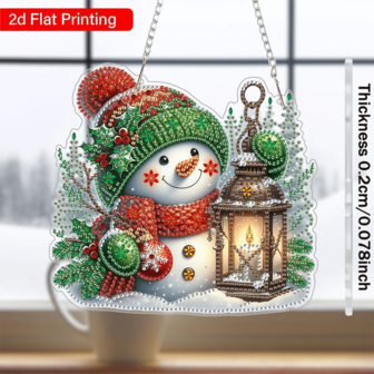 5D DIY Diamond Painting Kit, 1pc Cartoon Snowman Pendant WithAsymmetricalr Diamonds, Acrylic Crystal Mosaic Hanging Decor, Christmas Art Craft Set For Home Wall And Window Decoration, Creative Handmade Gift