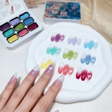 Simwey 9 Kinds Of Colorful Gradient Solid Nail Polishes, No Need To Wipe, Gentle On The Edges Of The Nails, High-Saturation Semi-Flowing Soft Nail Polish, Suitable For DIY Manicures And Nail Salon Designs. Back-To-School Gifts, Wedding Festival Supplies - 10 - 查看 5