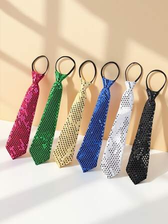 1pc Men's Tie, Solid Color Sequin Tie, Fashionable And Versatile, Suitable For Pairing With Uniform Shirts, Celebrations, Casual Ties, And Performance Wear