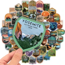 50 hojas/paquete Pegatinas y calcomanías con temática de parques nacionales, aptas para camiones, botellas, portátiles, álbumes de recortes, autos, diarios y decoraciones. Las pegatinas también se pueden usar como regalos para fiestas y vacaciones.