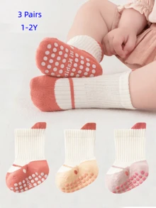 3 双幼儿女孩可爱儿童室内/户外地板袜，适合日常生活，四季皆宜