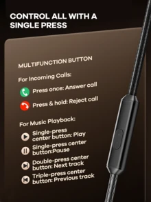 Remax 1.2米 Type-C 有线入耳式耳机，HiFi 动圈麦克风，透明外壳，TPE材质，隔音耳罩，降噪并增强低音，黑/白 - 彩色 - 查看 10