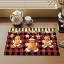 1 buc covoraș de uscare a vaselor cu model de turtă dulce, decor pentru casă, cadou de Crăciun, decorațiune de Crăciun, covoraș absorbant pentru blat de espressor, covoraș de scurgere a chiuvetei, covoraș absorbant moale pentru robinet, suport pentru pahare pentru chiuvetă de baie, accesorii de bucătărie și baie - Multicolor - Vizualizare 13