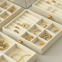 大容量首饰盒，多层设计，适合收纳项链、手链、戒指、耳环等，优雅的首饰收纳盒，家用首饰整理盒，适合作为母亲节、情人节、生日礼物送给女性。 - 彩色 - 查看 6