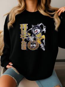 Vintage 00s Washington Huskies Sweatshirt Washington Huskies Sweatshirt Washington University Washington Huskies Football Sweater Hoodie Jacket Sweatshirt - màu đen - Xem 1