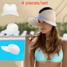 Bộ 4 mũ chống nắng bằng polyester màu trơn, thời trang, đa năng, thanh lịch, phong cách thường ngày, chống gió, chống tia UV, mũ thể thao ngoài trời dành cho nữ - Nhiều màu - Xem 25