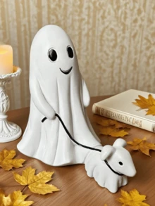 1 件可爱幽灵狗万圣节雕像，圣诞节、万圣节客厅、厨房、卧室装饰，室内外雕像花园装饰，万圣节礼物