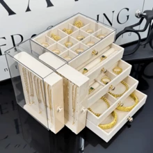 大容量首饰盒，多层设计，适合收纳项链、手链、戒指、耳环等，优雅的首饰收纳盒，家用首饰整理盒，适合作为母亲节、情人节、生日礼物送给女性。 - 彩色 - 查看 7