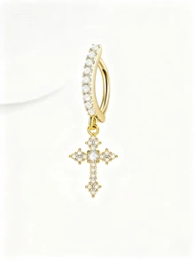 1 pieza Anillo de ombligo con forma de cruz, de estilo punk versátil y casual, adecuado para uso diario, fiestas, festivales de música, vacaciones y baile