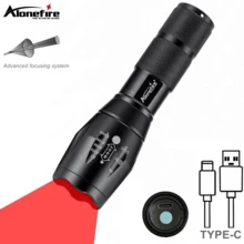Alonefire Zoom Red Light /Green Light /Blue Light LED Flashlight USB Rechargeable Outdoor Hunting Beekeeping Fishing Hiking Travel Camping Lamp Torch