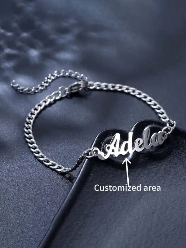 1 Stück personalisiertes Edelstahl Damen Mode Armband, mit exklusivem Namen, einfach und modisch, ideales Geschenk zum Muttertag, Valentinstag und Weihnachten