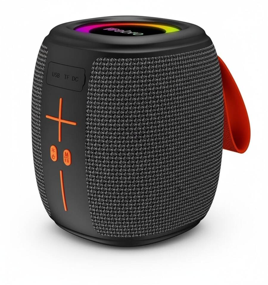 Bocina inalámbrica Nebro RGB Bluetooth 5.3 1200mAh cable carga incluido luz ambiental color sonido portátil compatible smartphones diseño moderno calidad audio resistente - Negro - Ver 1