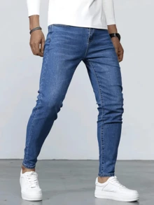 Men's Stretch Slim Jeans - Comfort Flex Denim Pants For Everyday WearSizes XS-XL  Straight Leg  Stretch  Cargo  Discount  Grunge  Blue Jeans - 藍色 - 查看 4