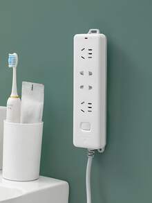 1pc Non-Destructive Drill-Free Wall-Mounted Power Board Bracket - White - View 10