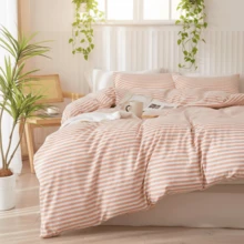 Vclife Vintage Floral Comforter Set Four Sizes, All Seasons Muslin Cotton Bedding Set, 3 Pieces Farmhouse Shabby Chic Jacquard Floral Comforter Set Perfect For Women And Men - Bộ chăn ga gối đệm - Sọc hồng - Xem 6