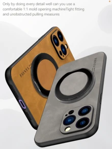 270°旋转商务防震防指纹PU皮革质感手机壳，兼容 17/ Galaxy / Honor / OPPO / Redmi / Infinix，灰色 - 灰色 - 查看 9