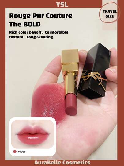  YSL Luminous Matte Lipstick, No.12 Vintage Red Brown / No.1968 Caramel Orange Brown (1.3g)