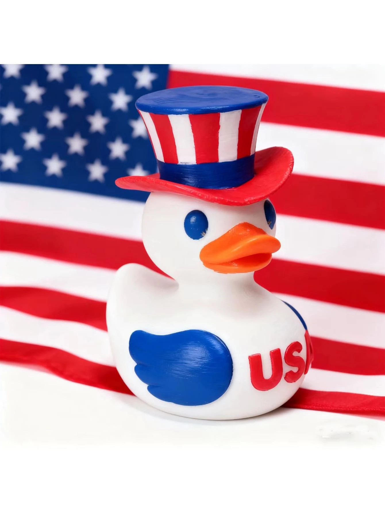 American Spirit Duck" 3D Printed, A Patriotic Cutie Wearing A Top Hat - Multicolor - View 1