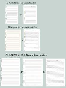 1/2 Piezas Papel en blanco con líneas y cuadrícula extraíble en tamaños A4/B5/A5/A6, con 60 páginas interiores reemplazables, adecuado para cuadernos o como regalo. - Beis - Ver 2