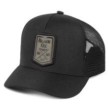 Men's All Black Mesh Cap With Curved Brim And Embroidery - Beige - View 4